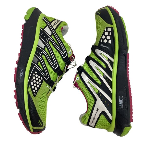 Salomon XR Mission 1 Womens 8 OrthoLite Trail Running Shoes Lime Green - Picture 4 of 11